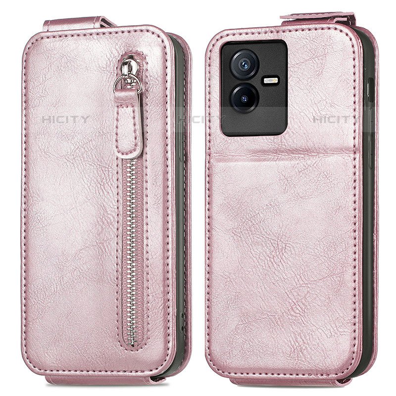 Handyhülle Hülle Flip Tasche Leder für Vivo Y73t Rosegold