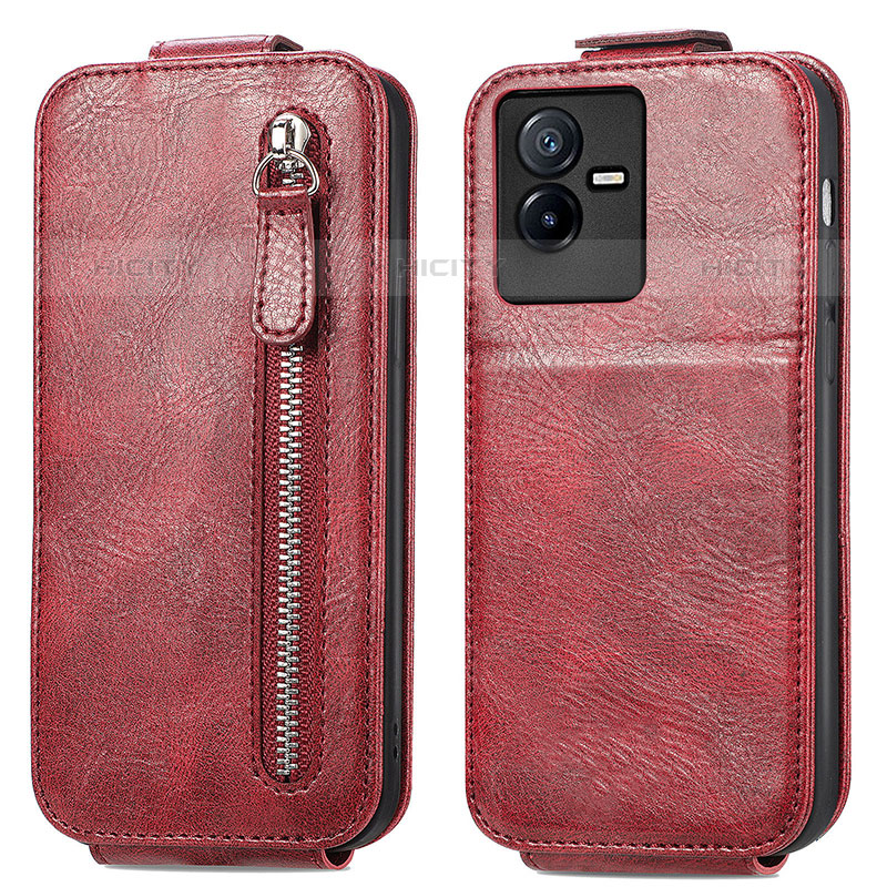 Handyhülle Hülle Flip Tasche Leder für Vivo Y73t Rot