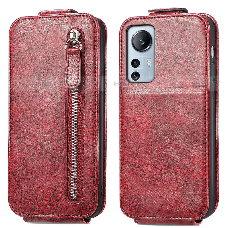 Handyhülle Hülle Flip Tasche Leder für Xiaomi Mi 12 Pro 5G Rot Plus