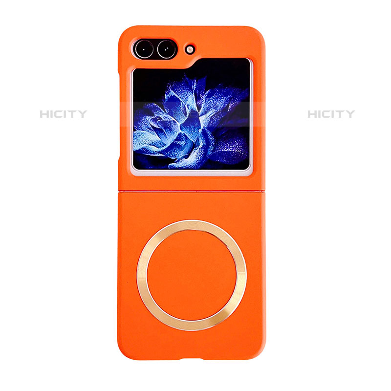 Handyhülle Hülle Hartschalen Kunststoff Rahmenlos Schutzhülle Tasche Matt mit Mag-Safe Magnetic Magnetisch BH1 für Samsung Galaxy Z Flip5 5G Orange