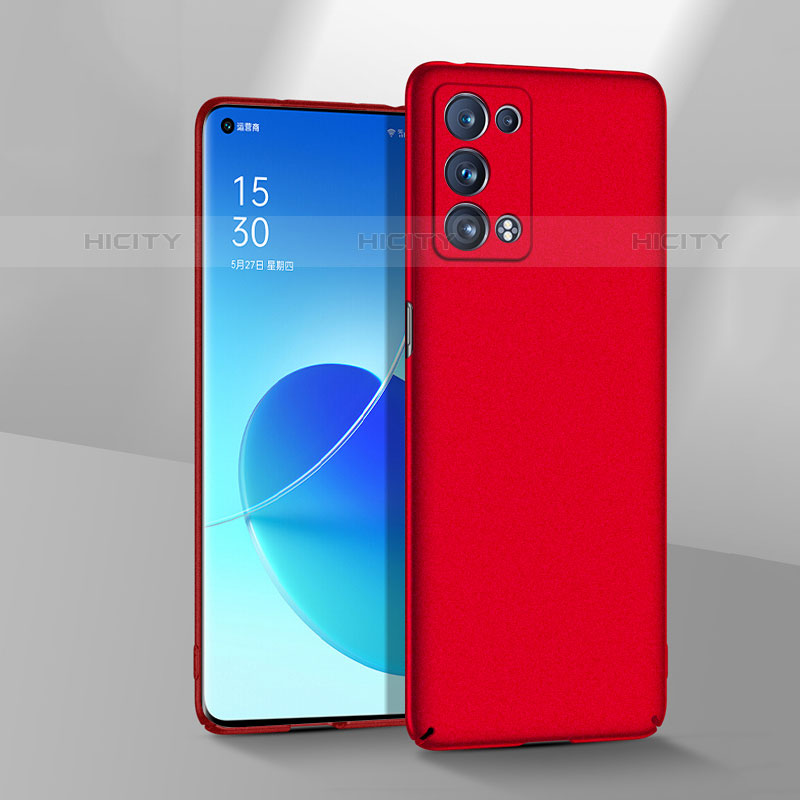 Handyhülle Hülle Hartschalen Kunststoff Schutzhülle Tasche Matt für Oppo Reno6 Pro 5G Rot Plus