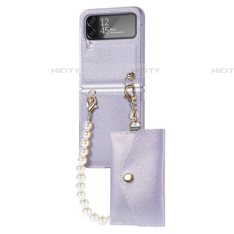 Handyhülle Hülle Hartschalen Kunststoff Schutzhülle Tasche Matt H06 für Samsung Galaxy Z Flip4 5G Helles Lila Plus