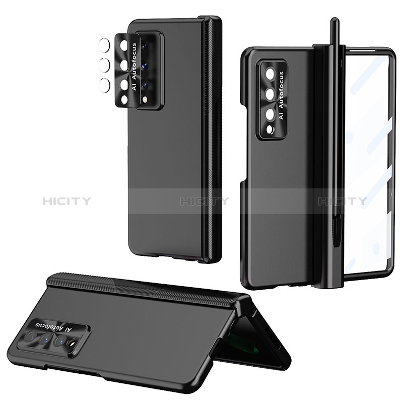 Handyhülle Hülle Hartschalen Kunststoff Schutzhülle Tasche Matt H08 für Samsung Galaxy Z Fold3 5G Schwarz Plus