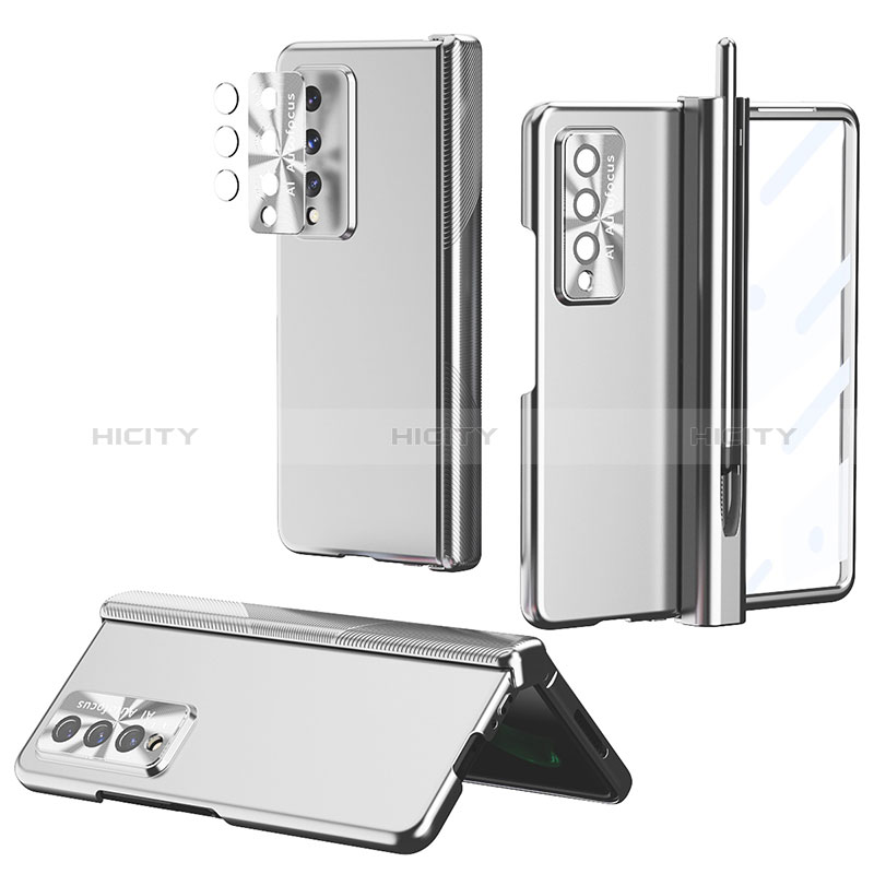 Handyhülle Hülle Hartschalen Kunststoff Schutzhülle Tasche Matt H08 für Samsung Galaxy Z Fold3 5G Silber