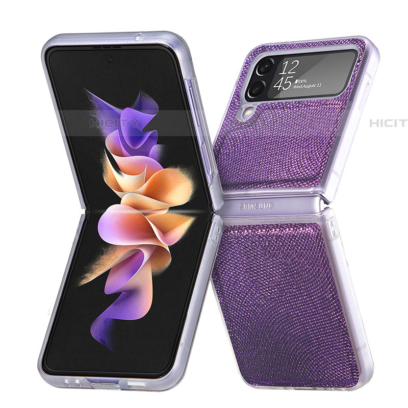 Handyhülle Hülle Hartschalen Kunststoff Schutzhülle Tasche Matt L04 für Samsung Galaxy Z Flip4 5G Violett