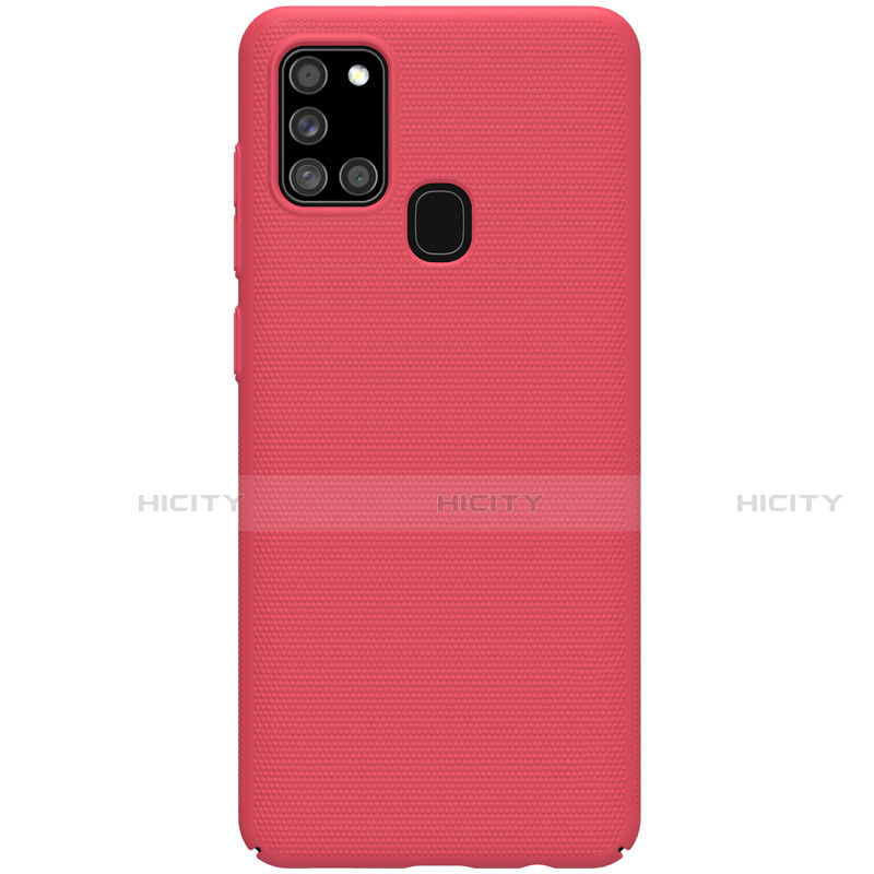 Handyhülle Hülle Hartschalen Kunststoff Schutzhülle Tasche Matt M01 für Samsung Galaxy A21s Rot Plus