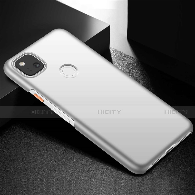 Handyhülle Hülle Hartschalen Kunststoff Schutzhülle Tasche Matt M02 für Google Pixel 4a Silber