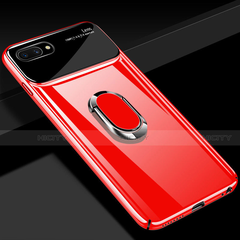 Handyhülle Hülle Hartschalen Kunststoff Schutzhülle Tasche Matt mit Magnetisch Fingerring Ständer A01 für Oppo AX5 Rot