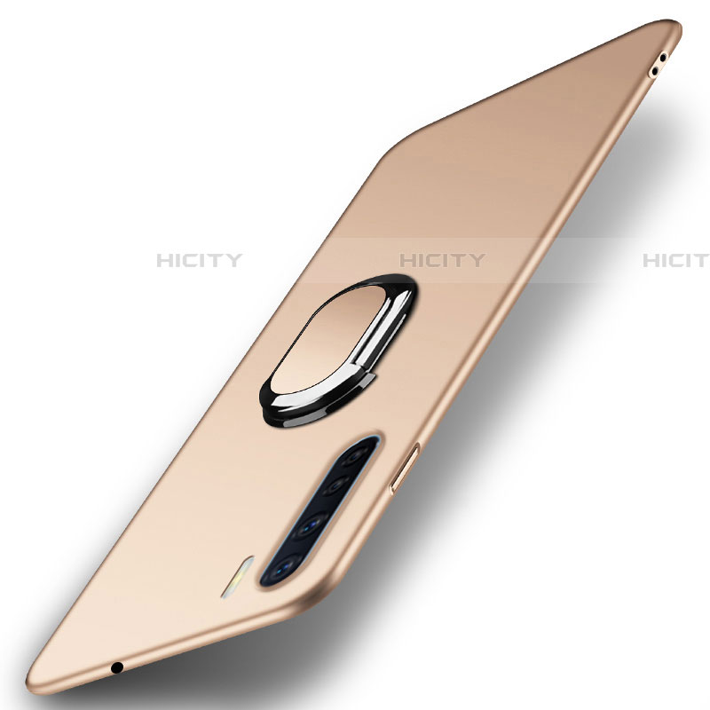 Handyhülle Hülle Hartschalen Kunststoff Schutzhülle Tasche Matt mit Magnetisch Fingerring Ständer A02 für Oppo A91 Gold Plus