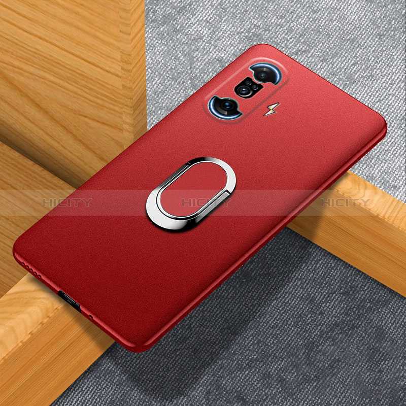 Handyhülle Hülle Hartschalen Kunststoff Schutzhülle Tasche Matt mit Magnetisch Fingerring Ständer für Xiaomi Redmi K40 Gaming 5G Rot