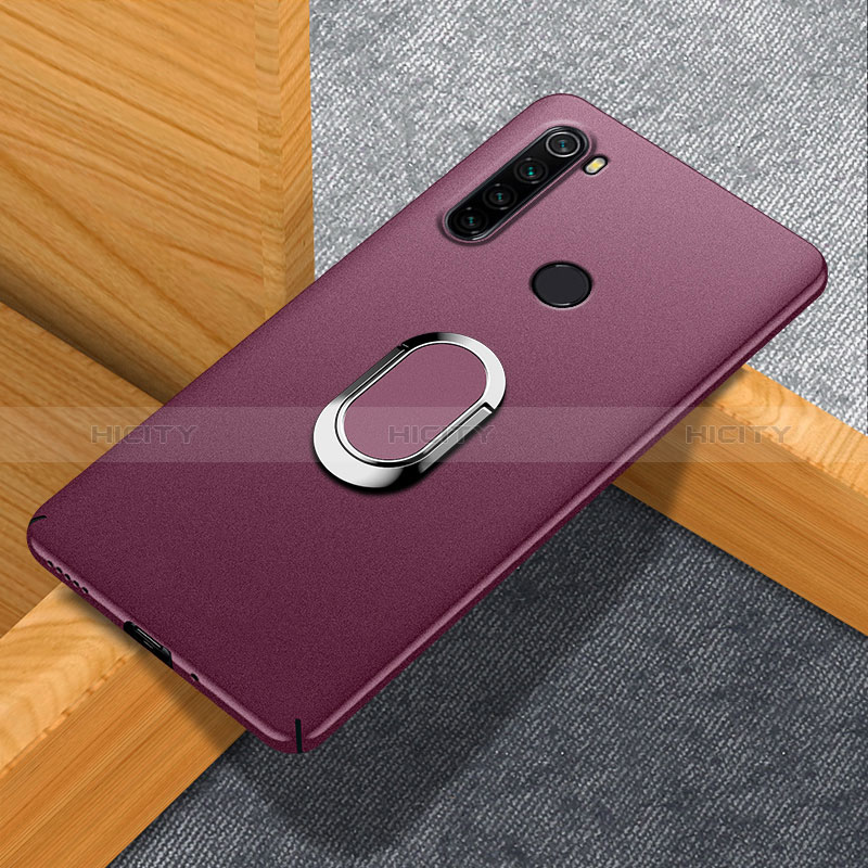 Handyhülle Hülle Hartschalen Kunststoff Schutzhülle Tasche Matt mit Magnetisch Fingerring Ständer K01 für Xiaomi Redmi Note 8 (2021) Rot