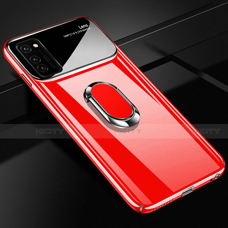 Handyhülle Hülle Hartschalen Kunststoff Schutzhülle Tasche Matt mit Magnetisch Fingerring Ständer P01 für Huawei Honor V30 Pro 5G Rot Plus