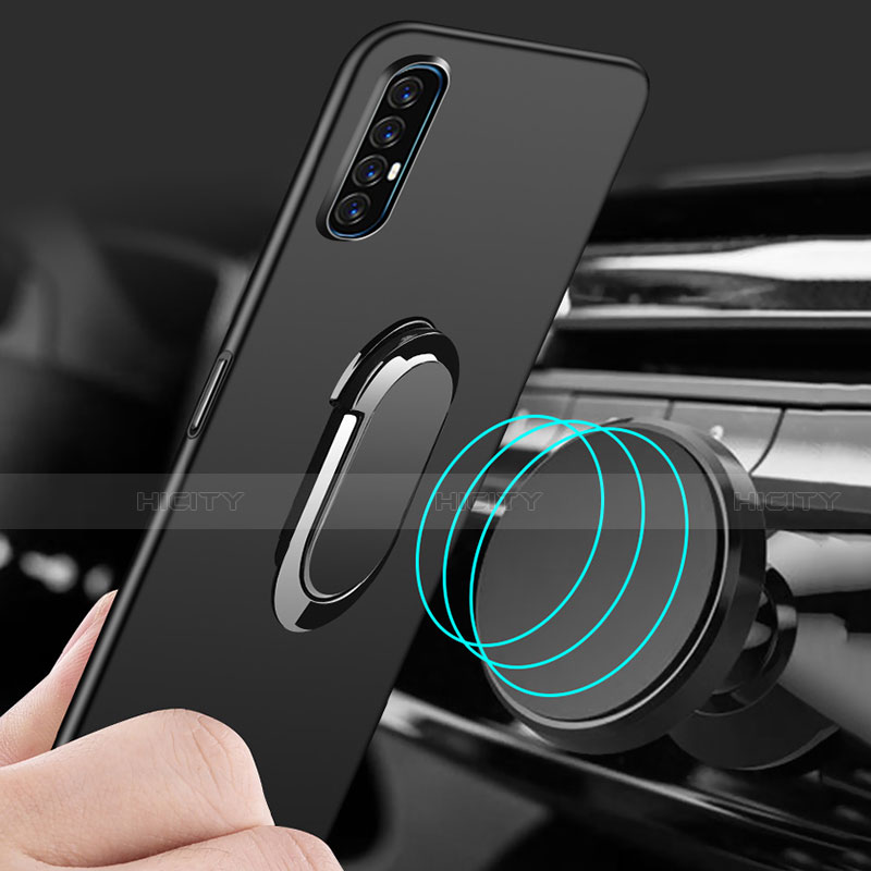 Handyhülle Hülle Hartschalen Kunststoff Schutzhülle Tasche Matt mit Magnetisch Fingerring Ständer P01 für Oppo Reno3 Pro