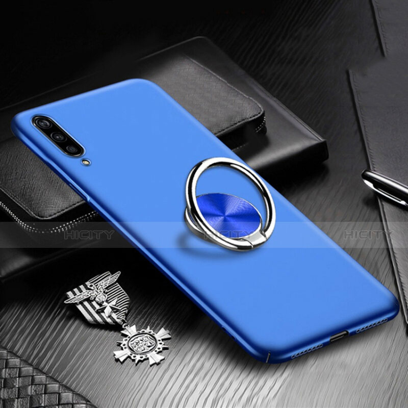 Handyhülle Hülle Hartschalen Kunststoff Schutzhülle Tasche Matt mit Magnetisch Fingerring Ständer P01 für Xiaomi Mi A3 Blau Plus