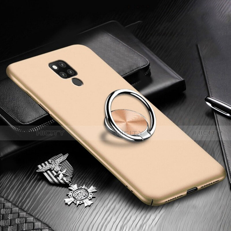 Handyhülle Hülle Hartschalen Kunststoff Schutzhülle Tasche Matt mit Magnetisch Fingerring Ständer P02 für Huawei Mate 20 X 5G Gold