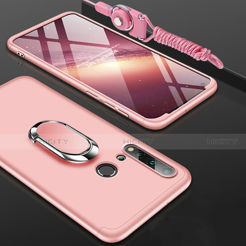 Handyhülle Hülle Hartschalen Kunststoff Schutzhülle Tasche Matt mit Magnetisch Fingerring Ständer P02 für Huawei Nova 5i Rosegold