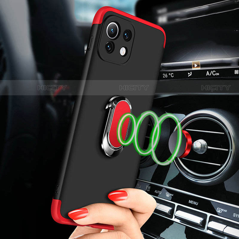 Handyhülle Hülle Hartschalen Kunststoff Schutzhülle Tasche Matt mit Magnetisch Fingerring Ständer P02 für Xiaomi Mi 11 Lite 5G