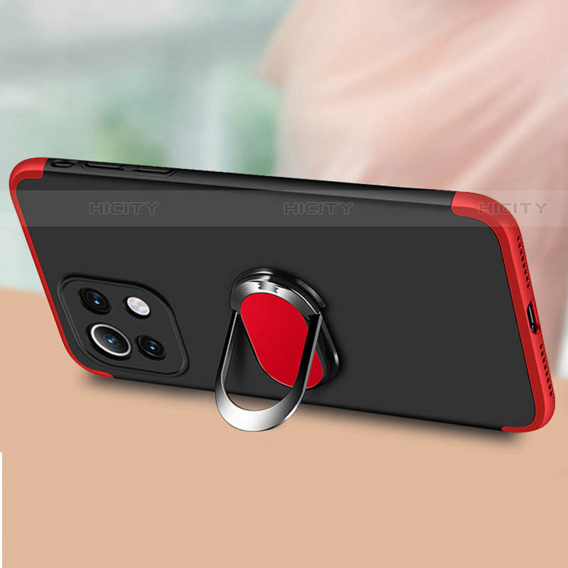Handyhülle Hülle Hartschalen Kunststoff Schutzhülle Tasche Matt mit Magnetisch Fingerring Ständer P02 für Xiaomi Mi 11 Lite 5G groß