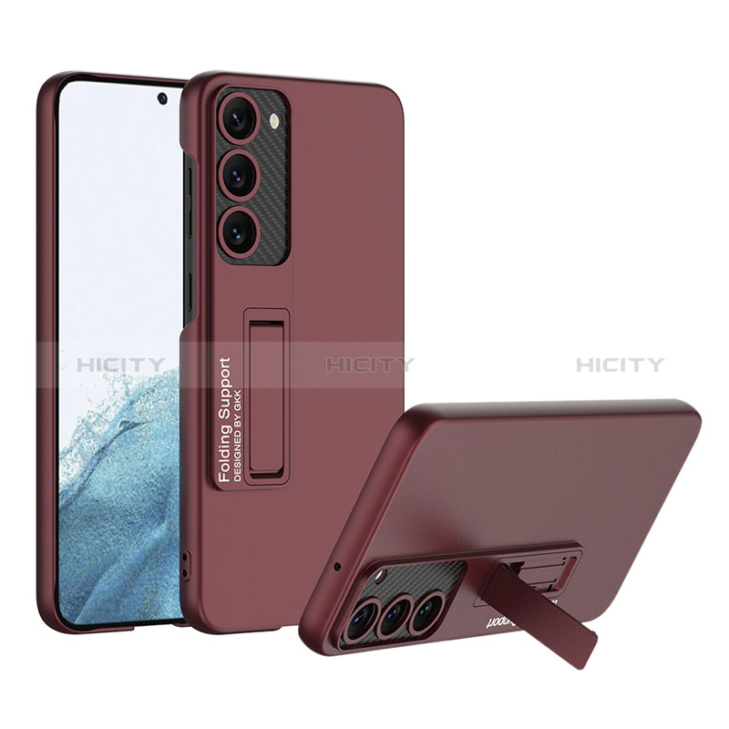 Handyhülle Hülle Hartschalen Kunststoff Schutzhülle Tasche Matt mit Ständer AC1 für Samsung Galaxy S21 Plus 5G Rot