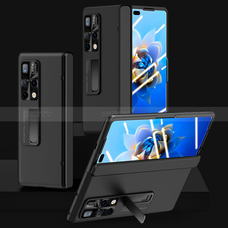 Handyhülle Hülle Hartschalen Kunststoff Schutzhülle Tasche Matt mit Ständer QK1 für Huawei Mate X2 Schwarz