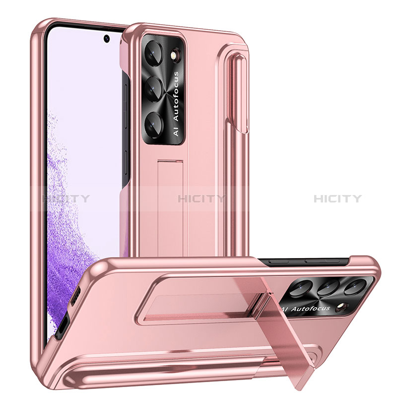 Handyhülle Hülle Hartschalen Kunststoff Schutzhülle Tasche Matt mit Ständer ZL1 für Samsung Galaxy S23 5G Rosegold