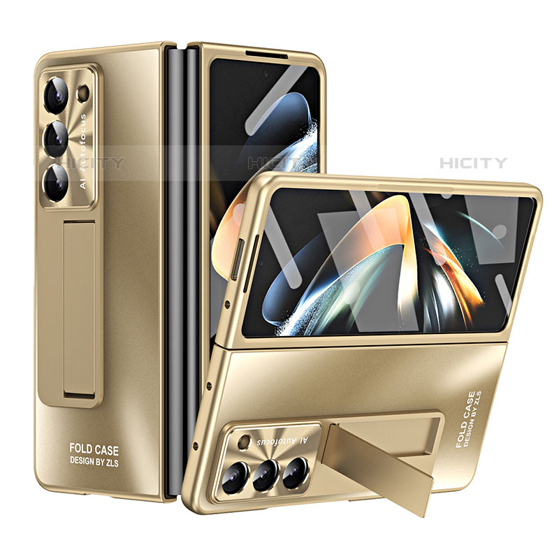 Handyhülle Hülle Hartschalen Kunststoff Schutzhülle Tasche Matt mit Ständer ZL1 für Samsung Galaxy Z Fold5 5G Gold