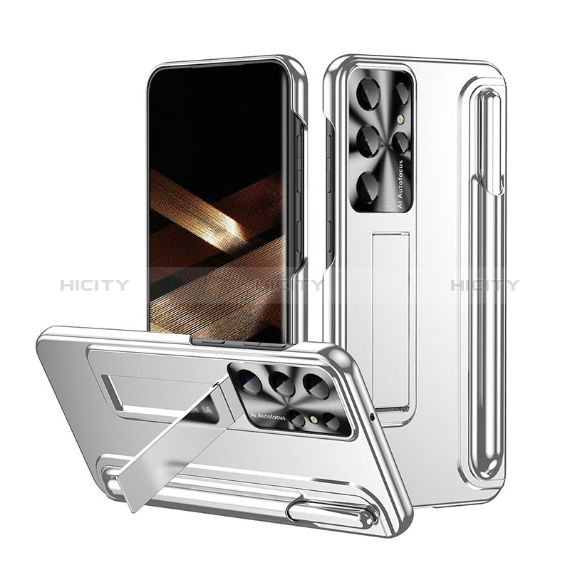 Handyhülle Hülle Hartschalen Kunststoff Schutzhülle Tasche Matt mit Ständer ZL3 für Samsung Galaxy S24 Ultra 5G Silber