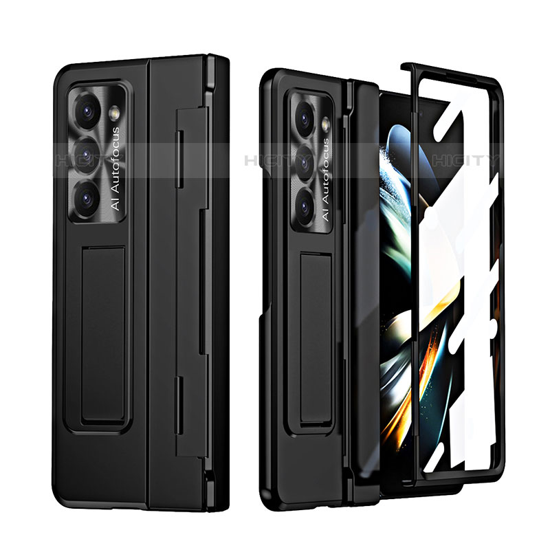 Handyhülle Hülle Hartschalen Kunststoff Schutzhülle Tasche Matt mit Ständer ZL3 für Samsung Galaxy Z Fold5 5G Schwarz