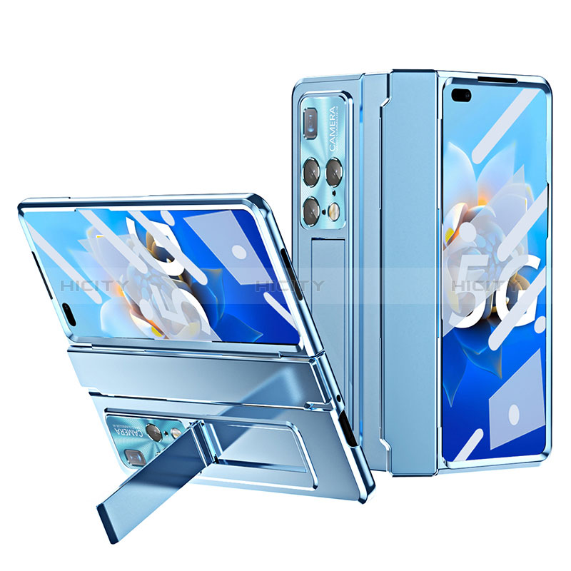 Handyhülle Hülle Hartschalen Kunststoff Schutzhülle Tasche Matt mit Ständer ZL4 für Huawei Mate X2 Blau