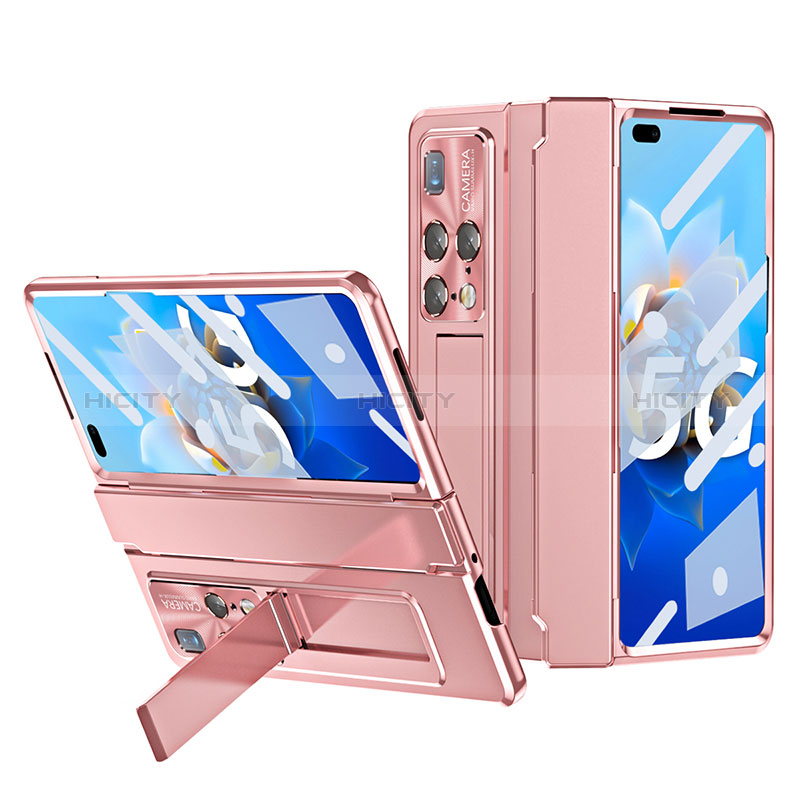 Handyhülle Hülle Hartschalen Kunststoff Schutzhülle Tasche Matt mit Ständer ZL4 für Huawei Mate X2 Rosa