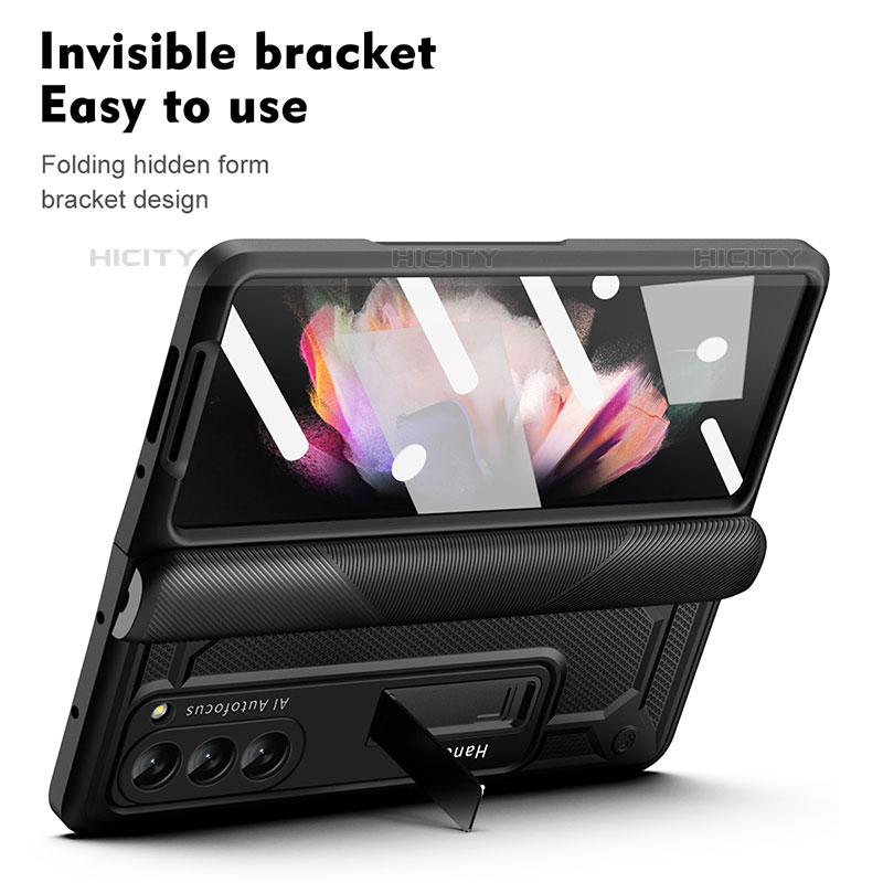 Handyhülle Hülle Hartschalen Kunststoff Schutzhülle Tasche Matt mit Ständer ZL4 für Samsung Galaxy Z Fold5 5G