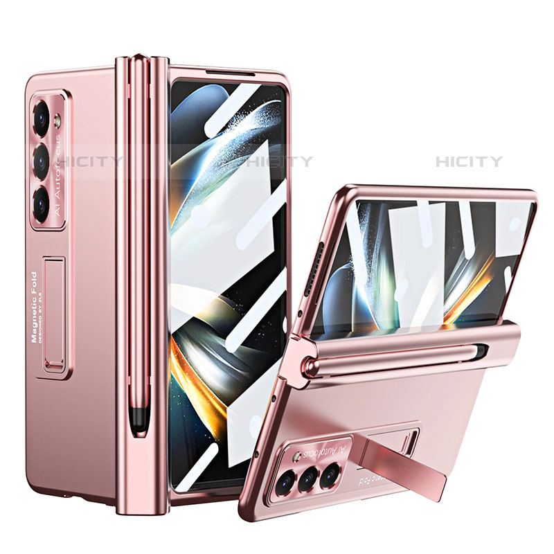 Handyhülle Hülle Hartschalen Kunststoff Schutzhülle Tasche Matt mit Ständer ZL5 für Samsung Galaxy Z Fold5 5G Rosegold Plus