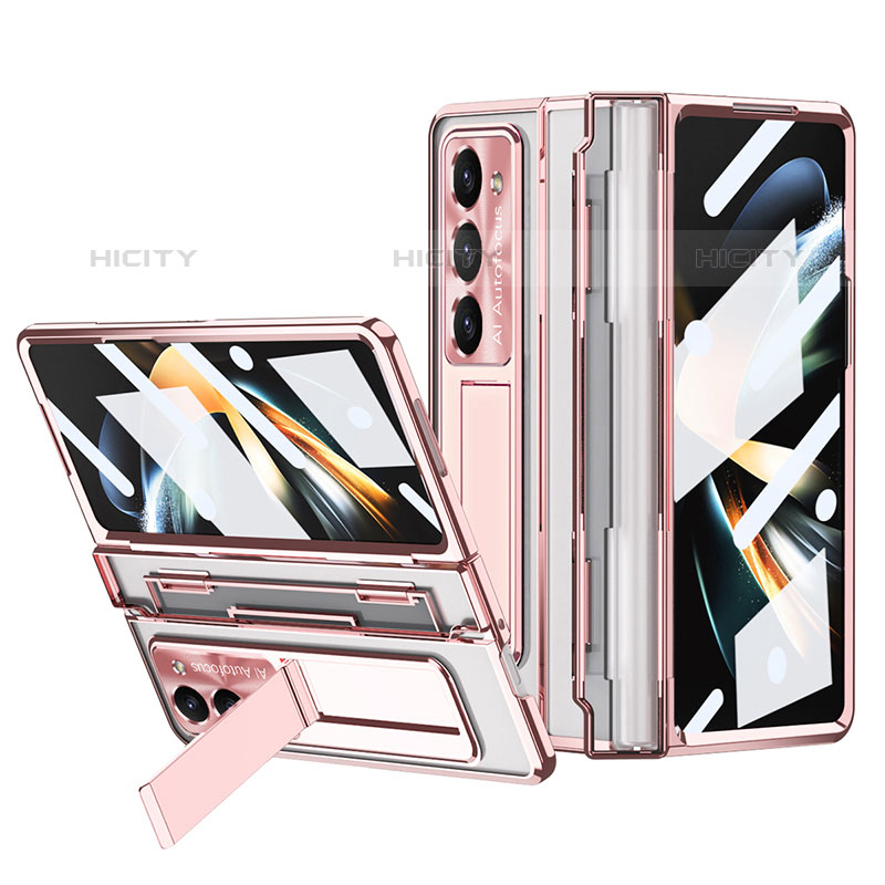 Handyhülle Hülle Hartschalen Kunststoff Schutzhülle Tasche Matt mit Ständer ZL6 für Samsung Galaxy Z Fold5 5G Rosegold