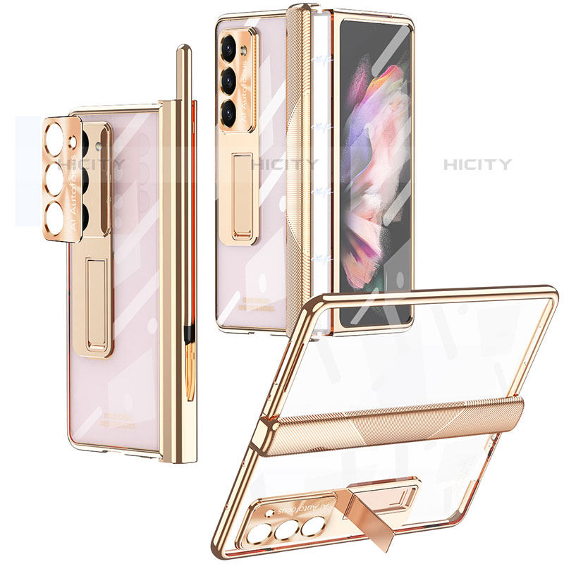 Handyhülle Hülle Hartschalen Kunststoff Schutzhülle Tasche Matt mit Ständer ZL8 für Samsung Galaxy Z Fold5 5G Gold