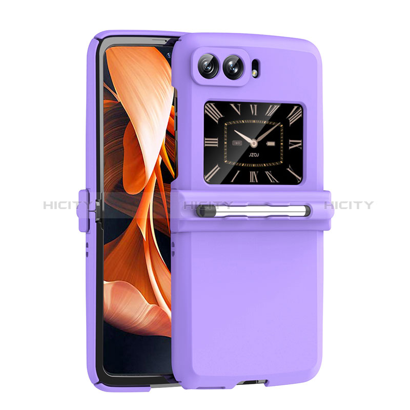 Handyhülle Hülle Hartschalen Kunststoff Schutzhülle Tasche Matt P01 für Motorola Moto RAZR (2022) 5G Violett Plus