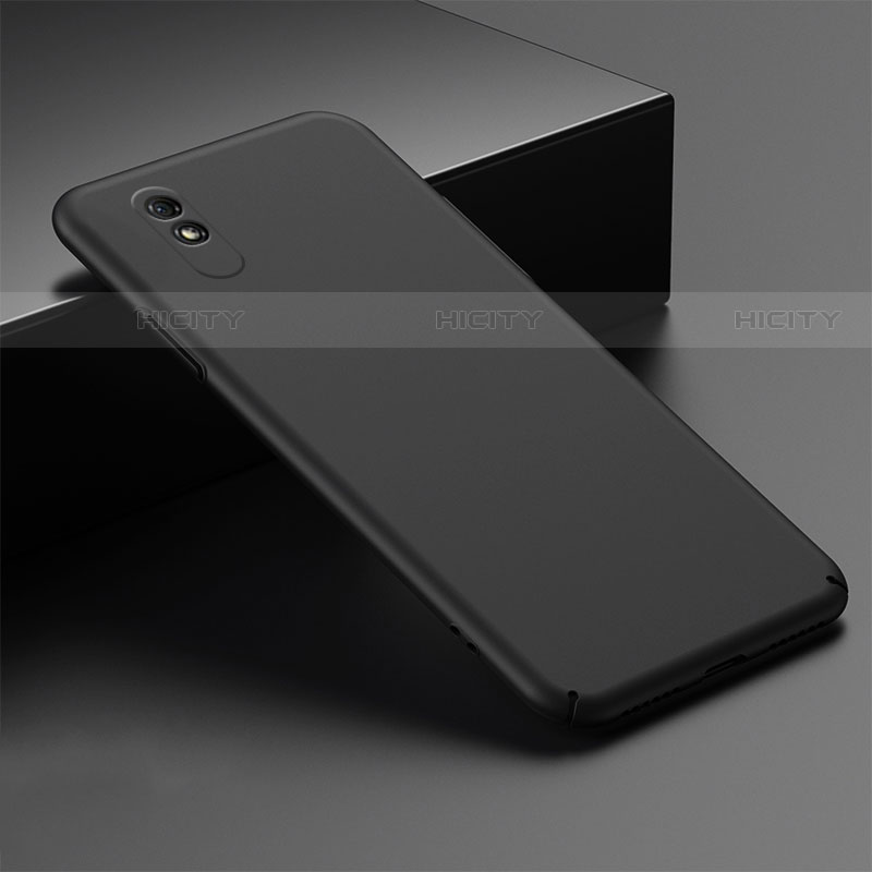 Handyhülle Hülle Hartschalen Kunststoff Schutzhülle Tasche Matt P01 für Xiaomi Redmi 9A Schwarz Plus