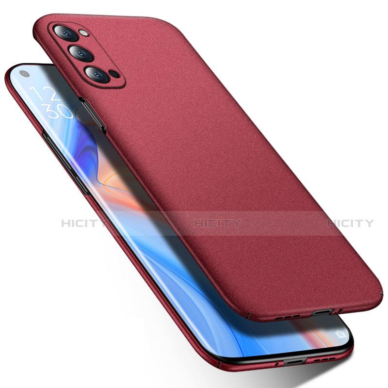 Handyhülle Hülle Hartschalen Kunststoff Schutzhülle Tasche Matt P02 für Oppo Reno4 5G Rot