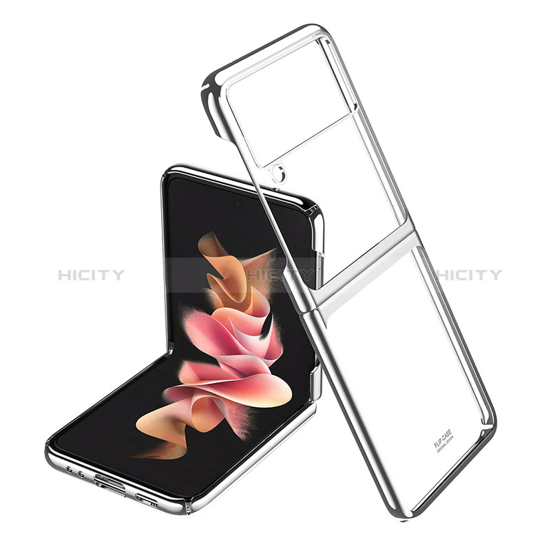 Handyhülle Hülle Hartschalen Kunststoff Schutzhülle Tasche Matt P02 für Samsung Galaxy Z Flip3 5G Silber Plus