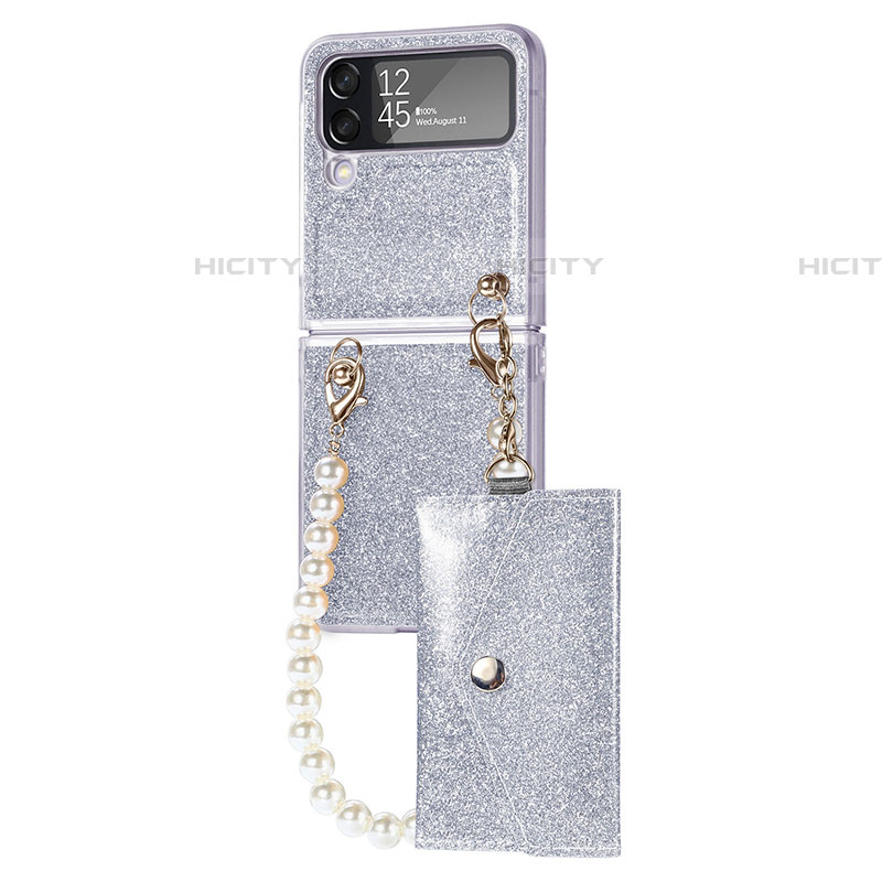 Handyhülle Hülle Hartschalen Kunststoff Schutzhülle Tasche Matt P08 für Samsung Galaxy Z Flip4 5G Silber