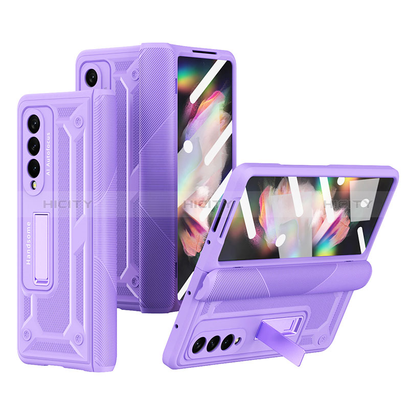 Handyhülle Hülle Hartschalen Kunststoff Schutzhülle Tasche Matt R03 für Samsung Galaxy Z Fold3 5G Violett