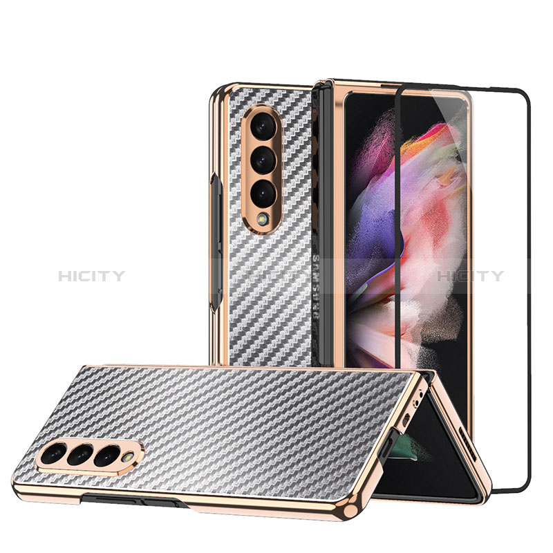 Handyhülle Hülle Hartschalen Kunststoff Schutzhülle Tasche Matt R05 für Samsung Galaxy Z Fold3 5G Silber