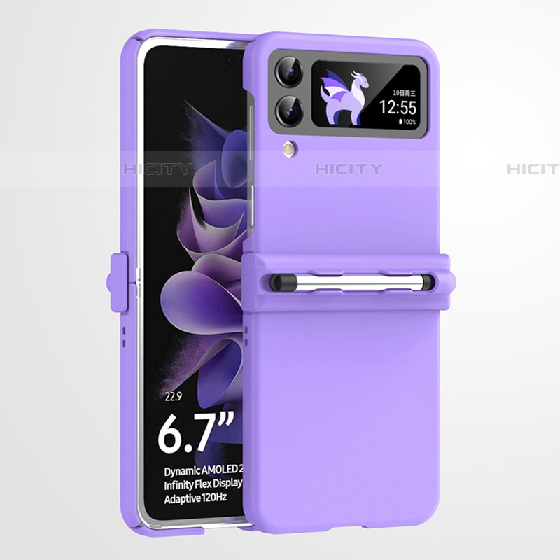 Handyhülle Hülle Hartschalen Kunststoff Schutzhülle Tasche Matt R06 für Samsung Galaxy Z Flip4 5G Violett