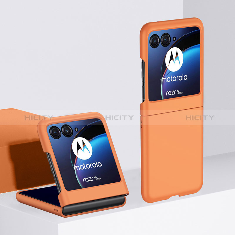 Handyhülle Hülle Hartschalen Kunststoff Schutzhülle Tasche Matt Vorder und Rückseite 360 Grad Ganzkörper BH1 für Motorola Moto Razr 40 Ultra 5G Orange