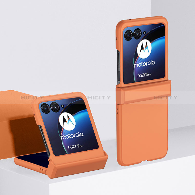 Handyhülle Hülle Hartschalen Kunststoff Schutzhülle Tasche Matt Vorder und Rückseite 360 Grad Ganzkörper BH2 für Motorola Moto Razr 40 Ultra 5G Orange Plus