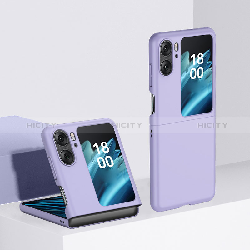 Handyhülle Hülle Hartschalen Kunststoff Schutzhülle Tasche Matt Vorder und Rückseite 360 Grad Ganzkörper BH2 für Oppo Find N2 Flip 5G Violett Plus