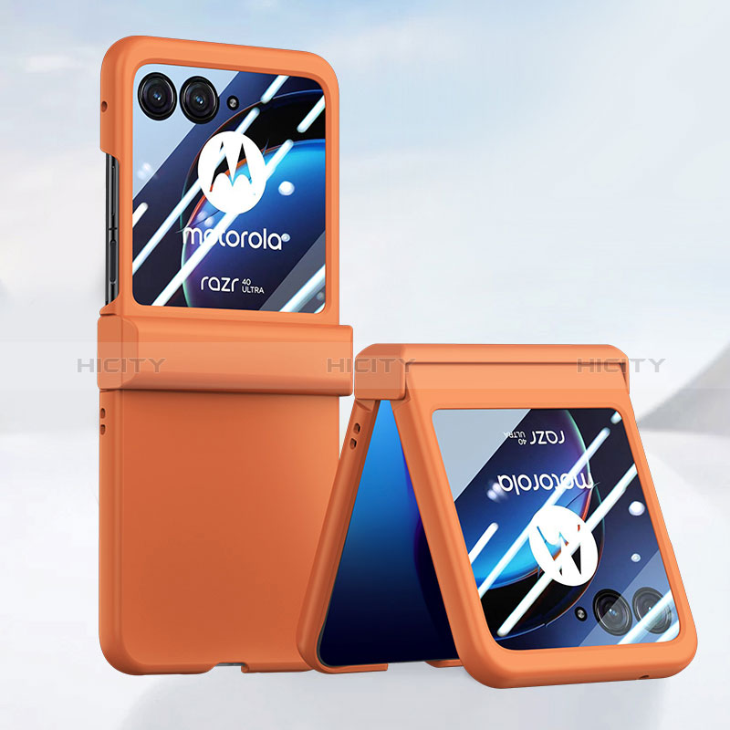 Handyhülle Hülle Hartschalen Kunststoff Schutzhülle Tasche Matt Vorder und Rückseite 360 Grad Ganzkörper BH3 für Motorola Moto Razr 40 Ultra 5G Orange