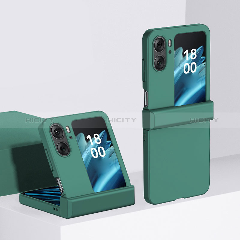 Handyhülle Hülle Hartschalen Kunststoff Schutzhülle Tasche Matt Vorder und Rückseite 360 Grad Ganzkörper BH3 für Oppo Find N2 Flip 5G Grün Plus