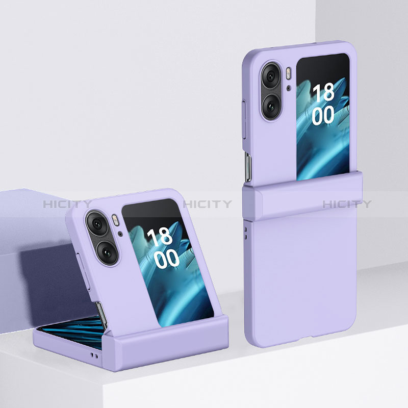 Handyhülle Hülle Hartschalen Kunststoff Schutzhülle Tasche Matt Vorder und Rückseite 360 Grad Ganzkörper BH3 für Oppo Find N2 Flip 5G Violett