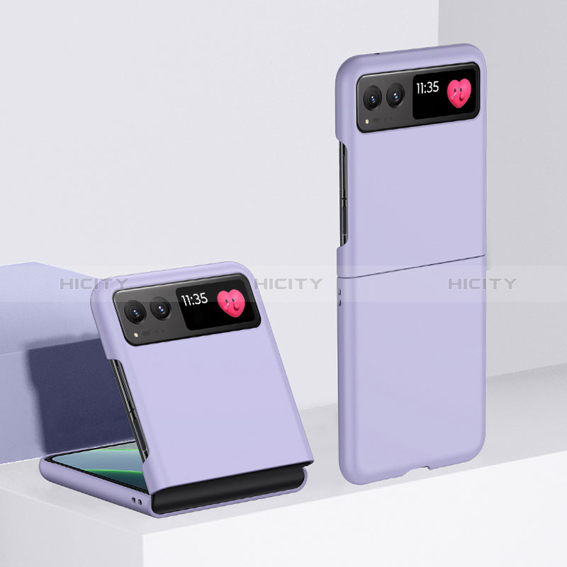 Handyhülle Hülle Hartschalen Kunststoff Schutzhülle Tasche Matt Vorder und Rückseite 360 Grad Ganzkörper für Motorola Moto Razr 40 5G Violett