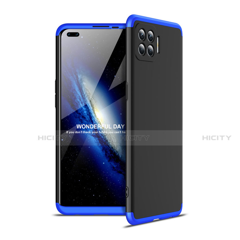 Handyhülle Hülle Hartschalen Kunststoff Schutzhülle Tasche Matt Vorder und Rückseite 360 Grad Ganzkörper für Oppo A93 Blau und Schwarz